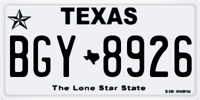 TX license plate BGY8926