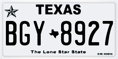 TX license plate BGY8927