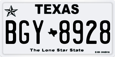 TX license plate BGY8928