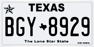 TX license plate BGY8929