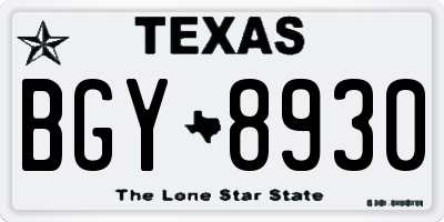 TX license plate BGY8930
