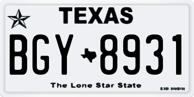 TX license plate BGY8931