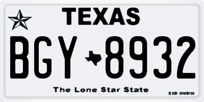 TX license plate BGY8932