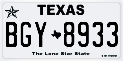 TX license plate BGY8933