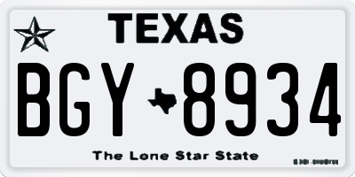 TX license plate BGY8934