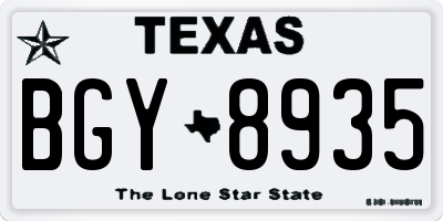 TX license plate BGY8935