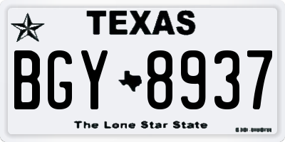 TX license plate BGY8937