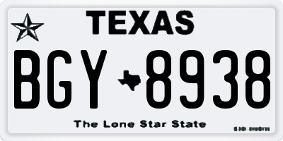 TX license plate BGY8938