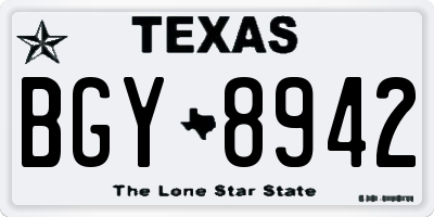 TX license plate BGY8942