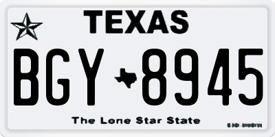 TX license plate BGY8945
