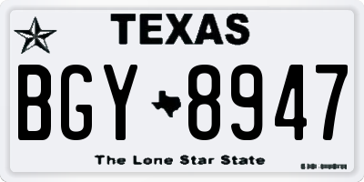 TX license plate BGY8947