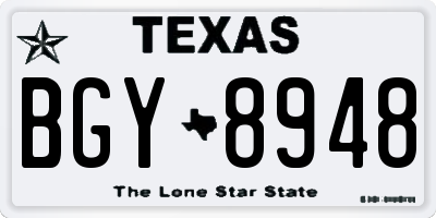 TX license plate BGY8948