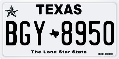 TX license plate BGY8950