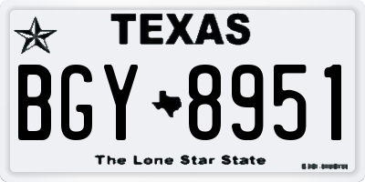 TX license plate BGY8951