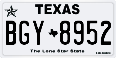 TX license plate BGY8952