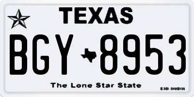 TX license plate BGY8953