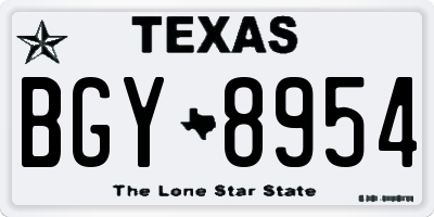 TX license plate BGY8954