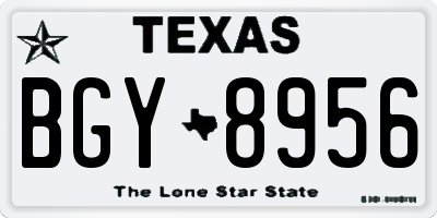 TX license plate BGY8956
