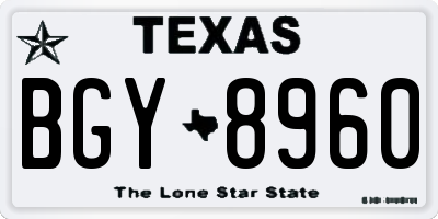 TX license plate BGY8960