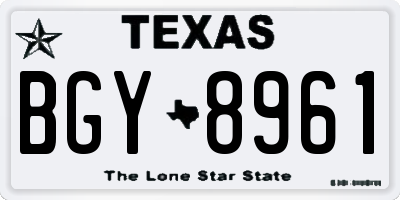 TX license plate BGY8961