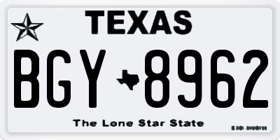TX license plate BGY8962