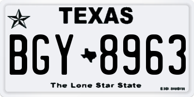 TX license plate BGY8963