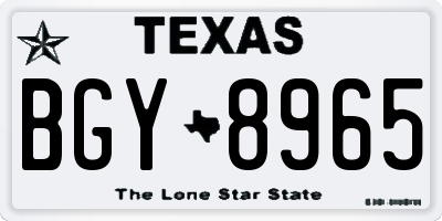 TX license plate BGY8965