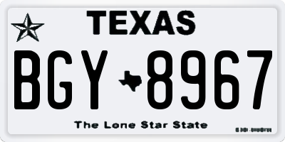 TX license plate BGY8967