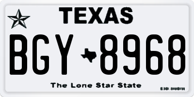 TX license plate BGY8968