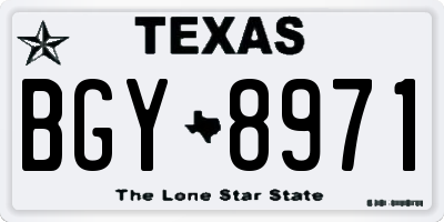 TX license plate BGY8971