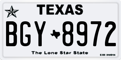 TX license plate BGY8972