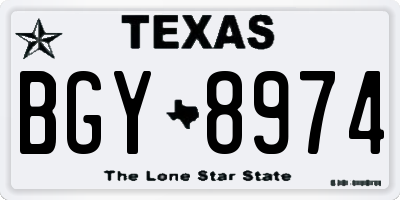 TX license plate BGY8974