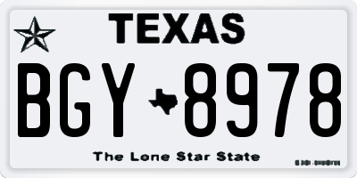 TX license plate BGY8978