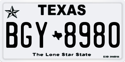 TX license plate BGY8980