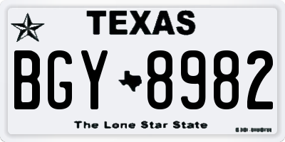 TX license plate BGY8982