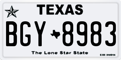 TX license plate BGY8983