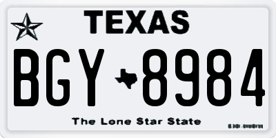 TX license plate BGY8984