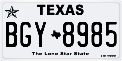 TX license plate BGY8985