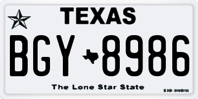 TX license plate BGY8986