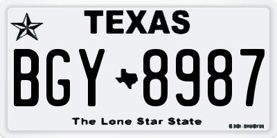 TX license plate BGY8987