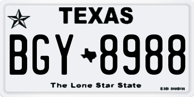 TX license plate BGY8988