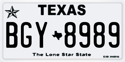 TX license plate BGY8989
