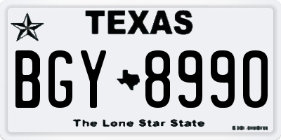 TX license plate BGY8990
