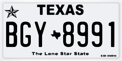 TX license plate BGY8991