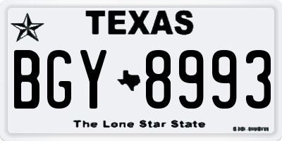 TX license plate BGY8993