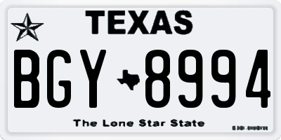 TX license plate BGY8994