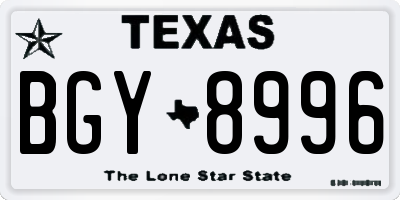 TX license plate BGY8996