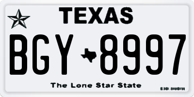 TX license plate BGY8997