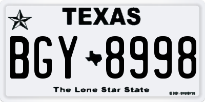 TX license plate BGY8998