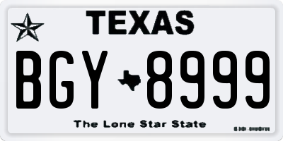 TX license plate BGY8999